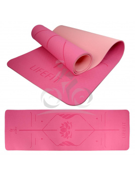 LIFEFIT YOGA MAT LOTOS DUO, 183x58x0,6cm, ružová