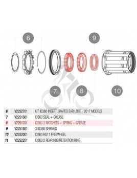 MAVIC KIT ID360 ROAD 2 RATCHETS + SPRING + GREASE (V2251701) Množ. Uni