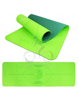 LIFEFIT YOGA MAT LOTOS DUO, 183x58x0,6cm, zelená