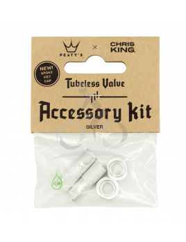 PEATY'S X CHRIS KING (MK2) SILVER TUBELESS VALVES ACCESSORY KIT (PTV2-ACCS-SIL-12) Množ. Uni